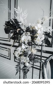 Winter Decor Of Artificial Flowers.