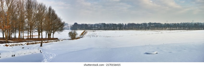 Winter In Denmark. A Wintry Landscape In Denmark.