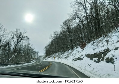 Winter Drive In Snow Covered PA