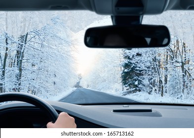 Winter Driving - Country Road In Winter