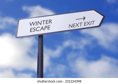 Winter Escape Road Sign