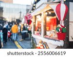 Winter Fair for the New Year and Christmas holidays, food houses in Gdansk Poland	