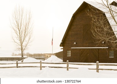 Winter Farm In Steamboat Springs, Colorado.