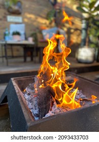 Winter Fire Pit Out Door Spaces With Beautiful  Flame.