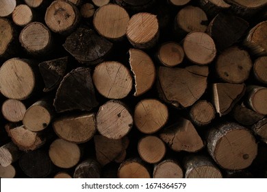 Winter Firewood Pile Log Background Indoors No Person