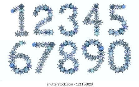 Winter Font Numbers Snow Christmas Numbers Stock Photo 121156828 ...