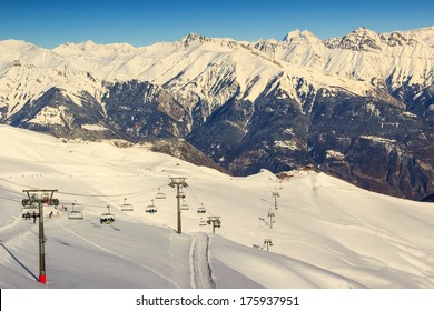 Winter In French Alps,Les Sybelles Ski Region,France