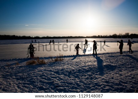 Similar – iridescent pond Winter