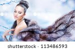 Winter Girl in Luxury Fur Coat. Fashion Fur