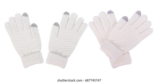 white winter gloves