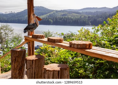 Winter Harbour, Vancouver Island, BC, Canada - August 19, 2018: View On A Patio At A Restaurant In A Small Town On The Pacific Ocean Coast.