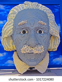 WINTER HAVEN, FL - MARCH 24, 2012: A Bust Of Albert Einstein Constructed Out Of Lego Bricks On Display At Legoland Florida. 