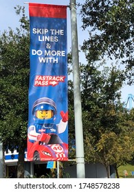 WINTER HAVEN, FL – NOV 26: Fastrack Pass At Legoland Theme Park In Winter Haven, Florida, On Nov 26, 2019. The Parks' Rides Are Lego Themed; Many Appear As If They're Built Of Lego Bricks.