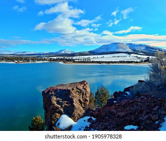 Winter Haystack - A January view across Haystack Reservoir with Haystack Butte and Gray Butte in the background - Crooked River National Grassland - near Culver, OR