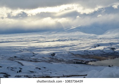 Winter With Heavy Snow Fall At Mt John. It's A Large Hill Overlooking Lake Tekapo, With 360-degree Panoramic Views Of The Mackenzie Basin. The Observatory Is The Best Place For Stargazing At Night.