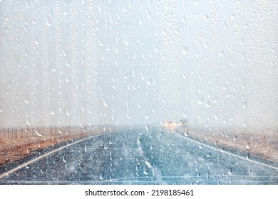 Winter Highway Snowfall Background Fog Poor Visibility