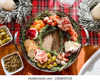 Winter Holiday Charcuterie Board Shaped Like A Wreath