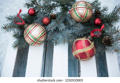 winter holiday decorations with pine vector