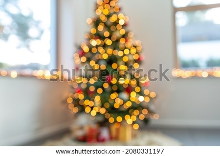 Similar – Christmas tree lights defocused background. Xmas backdrop