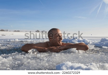 winter ice bath in frozen lake