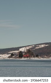 Winter Ice And Building By Mjøsa 