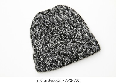 Winter Knit Wool Black Gray White Hat Beanie