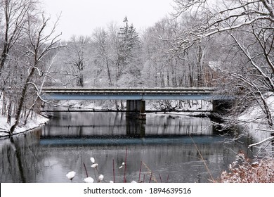 The Winter Landscape Of Ada Park In Grand Rapids, Michigan