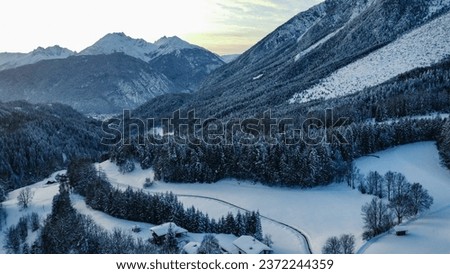 Winter landscape. Beautiful snowy landscape. Panorama with mountains and valleys.