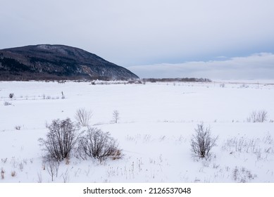 Winter Landscape Of The Cap-Tourmente National Wildlife Area Situated On The Beaupre Cost At Saint-Joachim (Quebec, Canada).