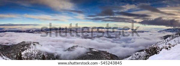 Winter Landscape Cloud Inversion Reno Nevada Stock Photo ...