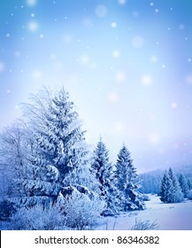 winter landscape with empty space for text - Shutterstock ID 86346382