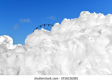 Winter landscape. Huge snowdrifts (focus on snow) in Moscow. Russia