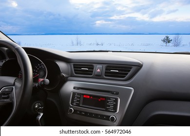 Winter Landscape Of The Interior Of The Modern Car