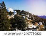 Winter landscape at Lick Observatory complex (owned and operated by the University of California) on top of Mt Hamilton,  San Jose, south San Francisco bay area, California