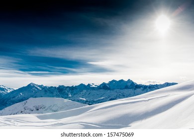 Winter Landscape. Winter Mountains Landscape. Beautiful Winter  