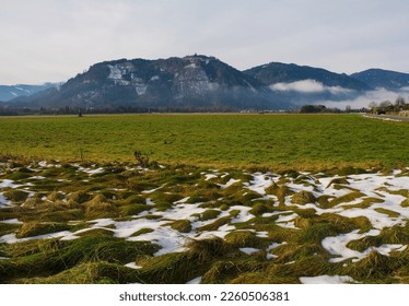 The winter landscape near Ossiacher See Lake in Carinthia, Austria. Located in the southern Nock Mountain range of the Gurktal Alps near Villach