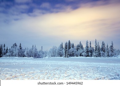 Winter Landscape Night Kiruna Lapland Sweden Stock Photo 149445962 ...