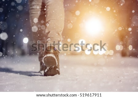 Similar – Image, Stock Photo Night walk in winter, across a railroad bridge