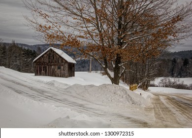 Winter Meets Fall At The Sugar Shack - Early Morning Drive Through Bath NH, USA