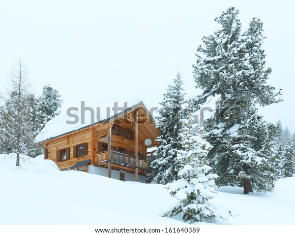 Winter Misty Mountain Landscape Wooden House Stock Photo Edit Now