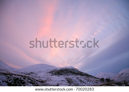 Winter in the Monadhliath mountains of northern Scotland.