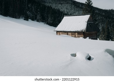 Winter Moody Days In The Mountains Of Poland Nature. Landscape Photography Of Tatry Wysokie Polish National Park. Pure Snowy Nature.