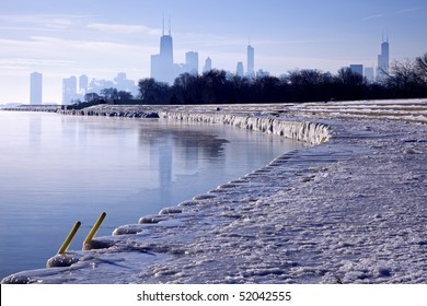 Winter Morning In Chicago, Illinois.