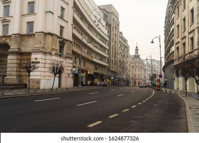 Winter morning, empty streets in Bucharest, Romania, 2020