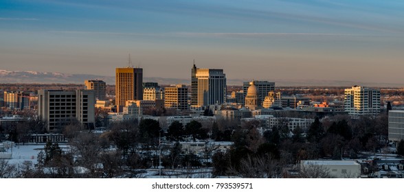 Winter Morning Light On Boise Idaho Skyline