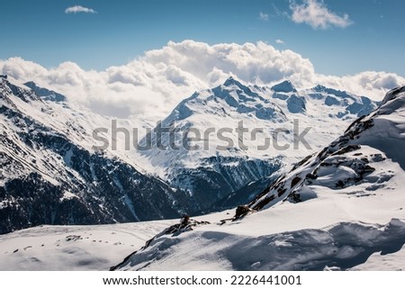 Winter mountain landscape of Austrian Alps, Sölden Alpine resort