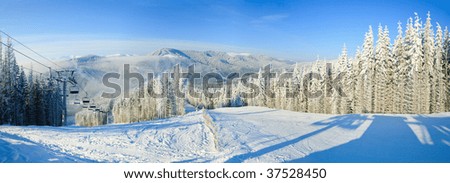 Similar – Image, Stock Photo Winter panorama with snowy mountains and snow-covered road