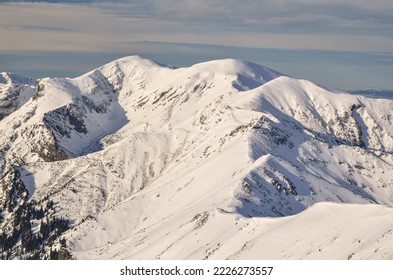 Winter mountain landscape. Snowy morning in the Polish Tatra Mountians. 