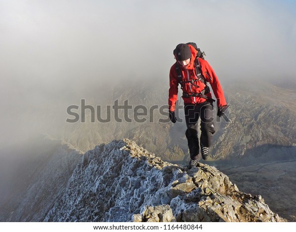 Winter Mountaineer On North Ridge Crib Stock Photo Edit Now