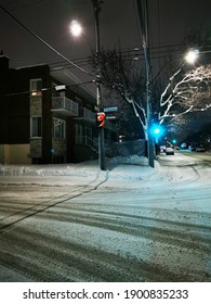 Winter Night After Curfew In Montreal